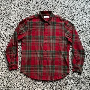 California Shirt Co Vintage Red Plaid Flannel Shirt Long Sleeve Button Up Large